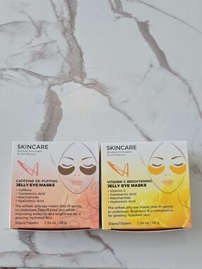 Vitamin C Brightening & Caffeine De-Puffing Jelly Eye Masks - Yellow & Peach